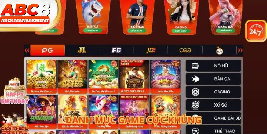 Kho game ABC8 đa dạng, bộ sưu tập game đỉnh cao nhất 2025